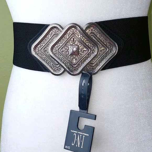 New! Silver Stretch Belt NWOT 4 NWOT Ladies Size Medium Belts 3 Stretch 1 Silver Lame. | eBay main image 2